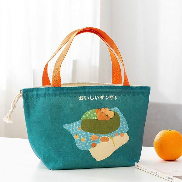 

Food Print Lunch Bag, Green
