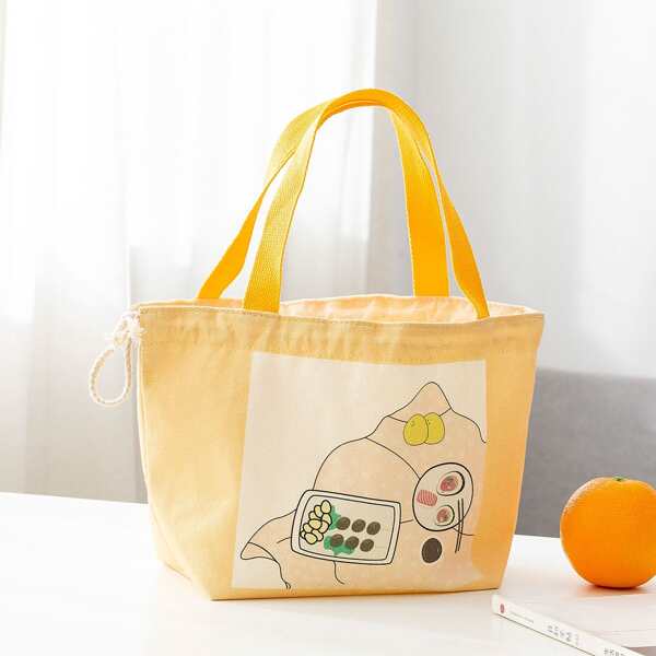 

Food Print Lunch Bag, Yellow