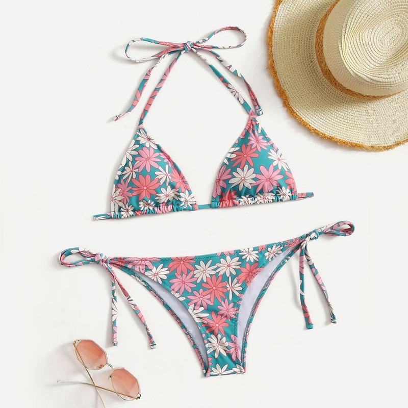 

Floral Triangle Bikini Swimsuit, Multicolor