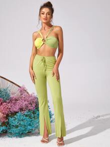 SHEIN VCAY Áo hai dây Cắt ra Nhẫn Khối Màu Gợi cảm - Nhiều màu - Xem 3