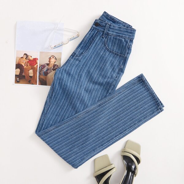 

Striped Straight Leg Jeans, Medium wash