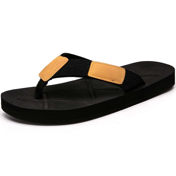 

Men Patch Decor Flip Flops, Black