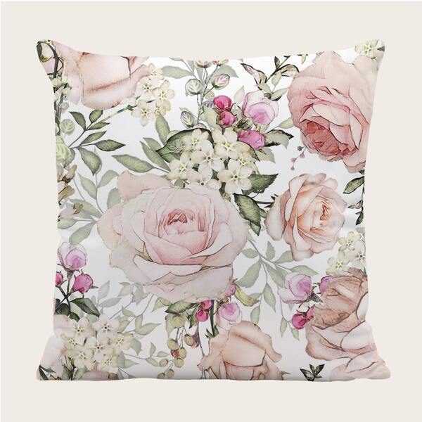 

Flower Print Cushion Cover Without Filler, Multicolor