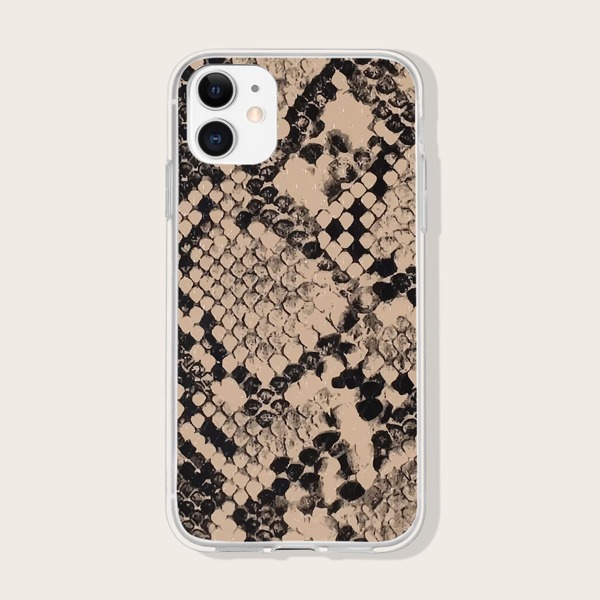 

Snakeskin Print Phone Case, Brown