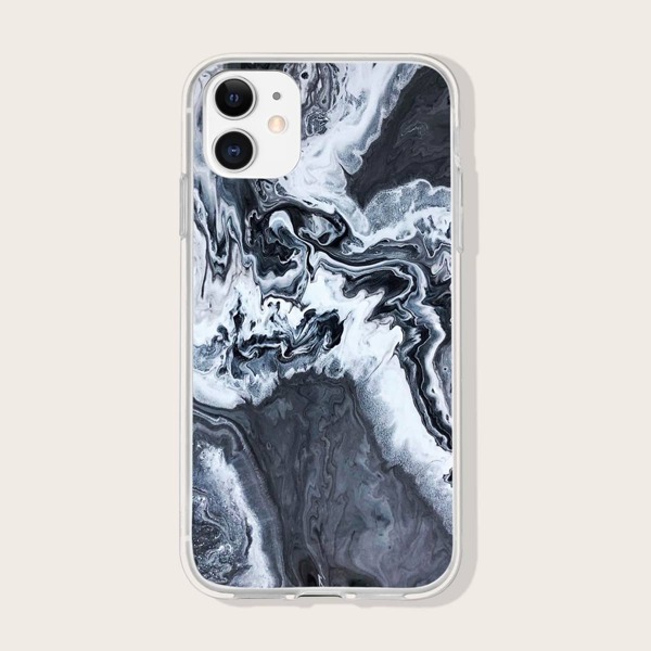 

Marble Print Phone Case, Black