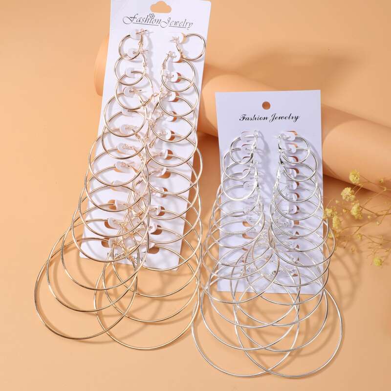 

24pairs Ring Hook Earrings, Multicolor