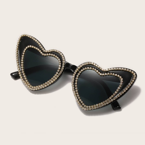 

Rhinestone Decor Heart Frame Sunglasses