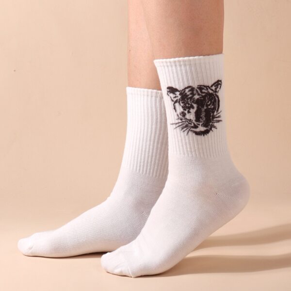 

Animal Print Crew Socks, White