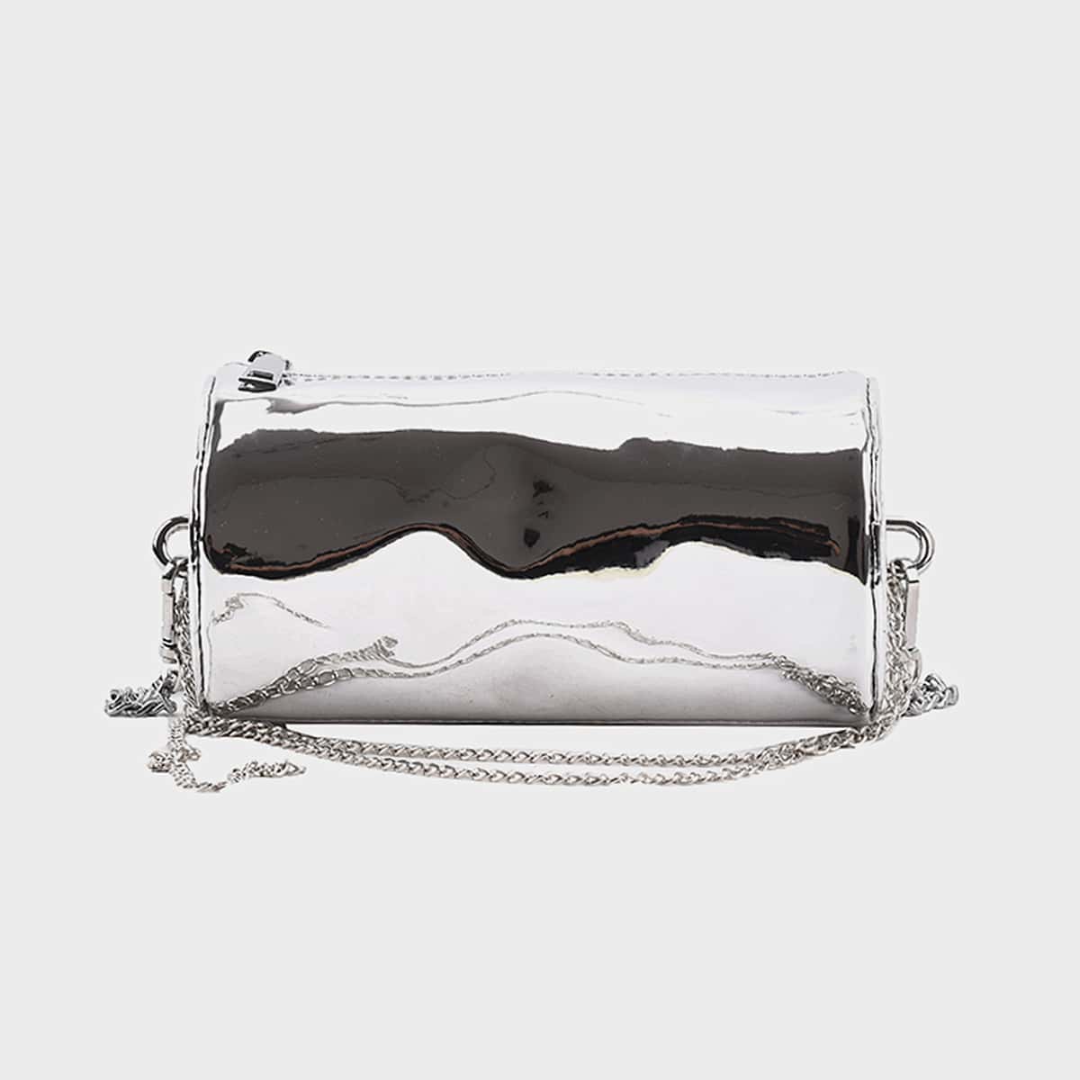 

Metallic Chain Crossbody Bag, Silver