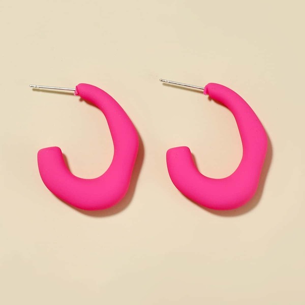 

Cuff Hoop Earrings, Hot pink