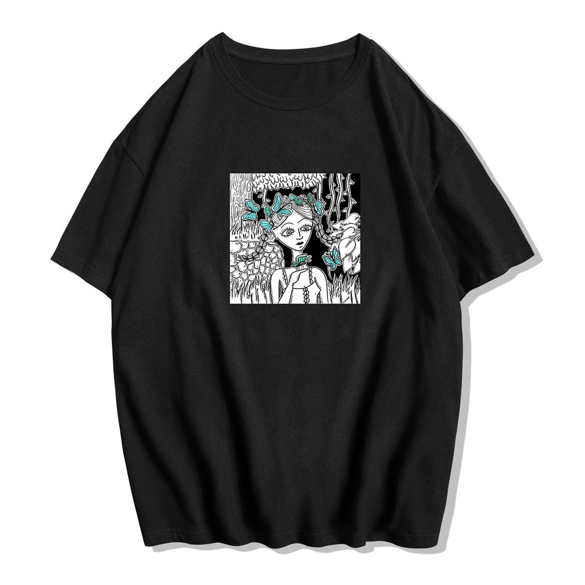 

Guys Cartoon Figure Graphic Tee, Black
