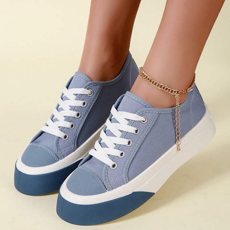 

Lace Up Front Canvas Shoes, Blue