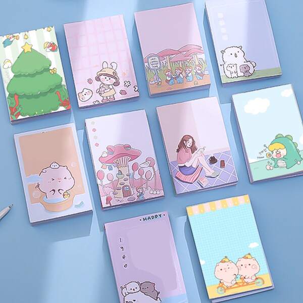 

1pc Cartoon Graphic Random Memo Pad, Multicolor