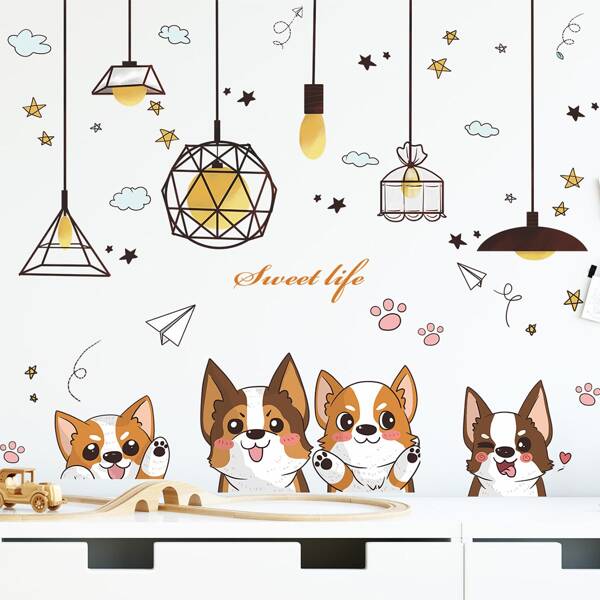 

Cartoon Dog Print Kids Wall Sticker, Multicolor