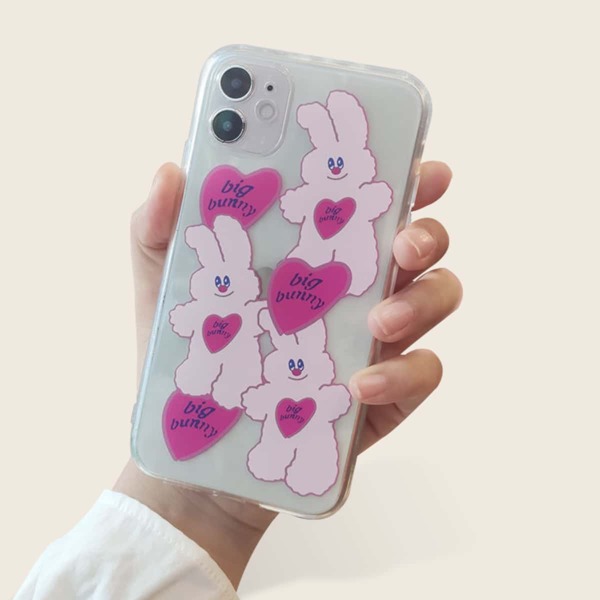 

Cartoon Rabbit Print Phone Case, Clear
