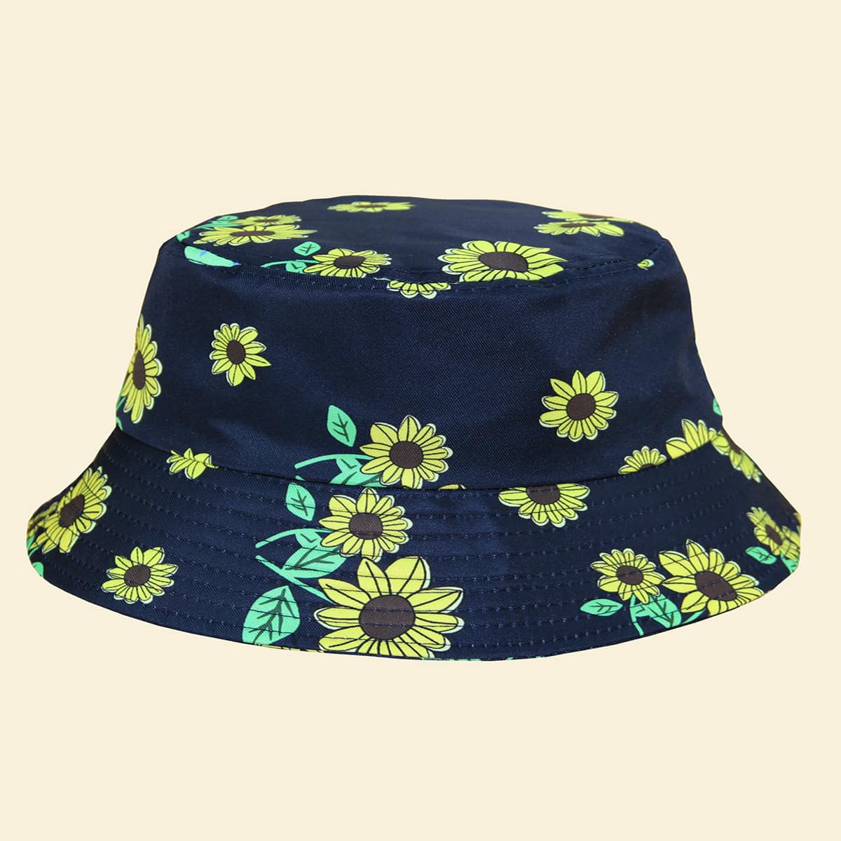 

Sunflower Print Bucket Hat, Black