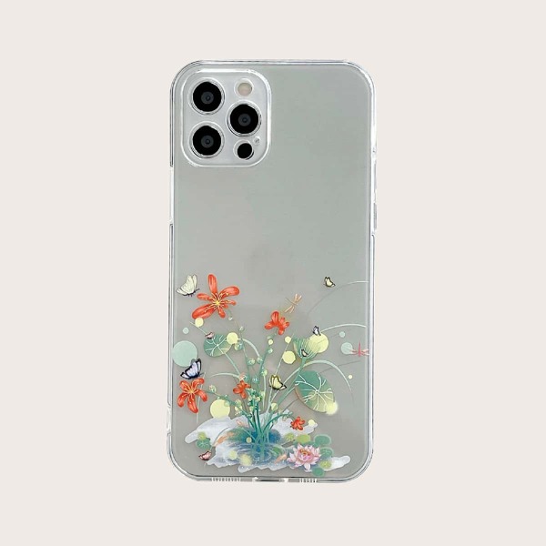 

Flower & Butterfly Pattern Phone Case, Clear
