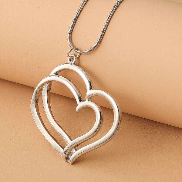 

Heart Charm Necklace, Silver