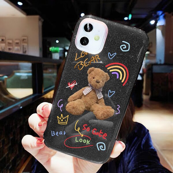 

Bear Print Phone Case, Black