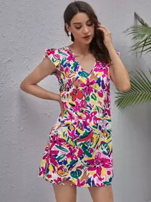 SHEIN VCAY Đầm Xù Hoa Boho - Nhiều màu - Xem 3