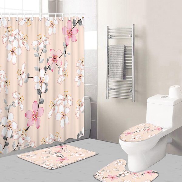 

1pc Flower Print Shower Curtain Or 1pc Bath Mat, Multicolor