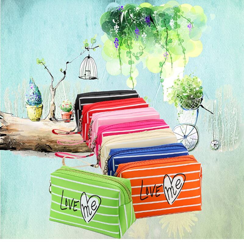

1pc Random Striped Makeup Bag, Multicolor