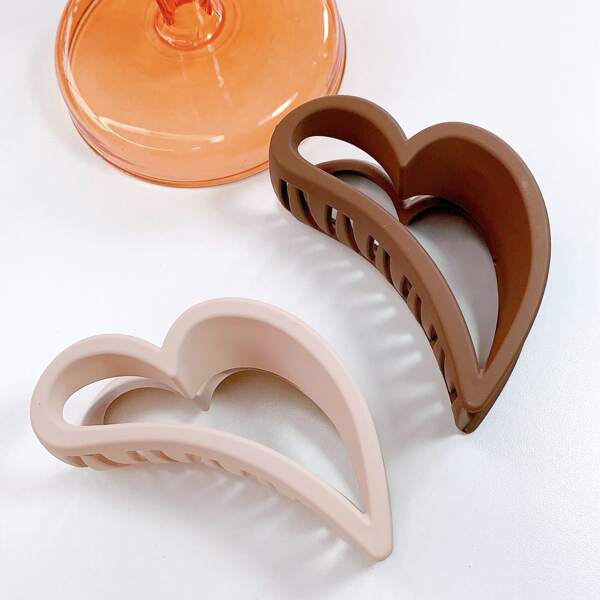 

2pcs Heart Hair Claw, Multicolor