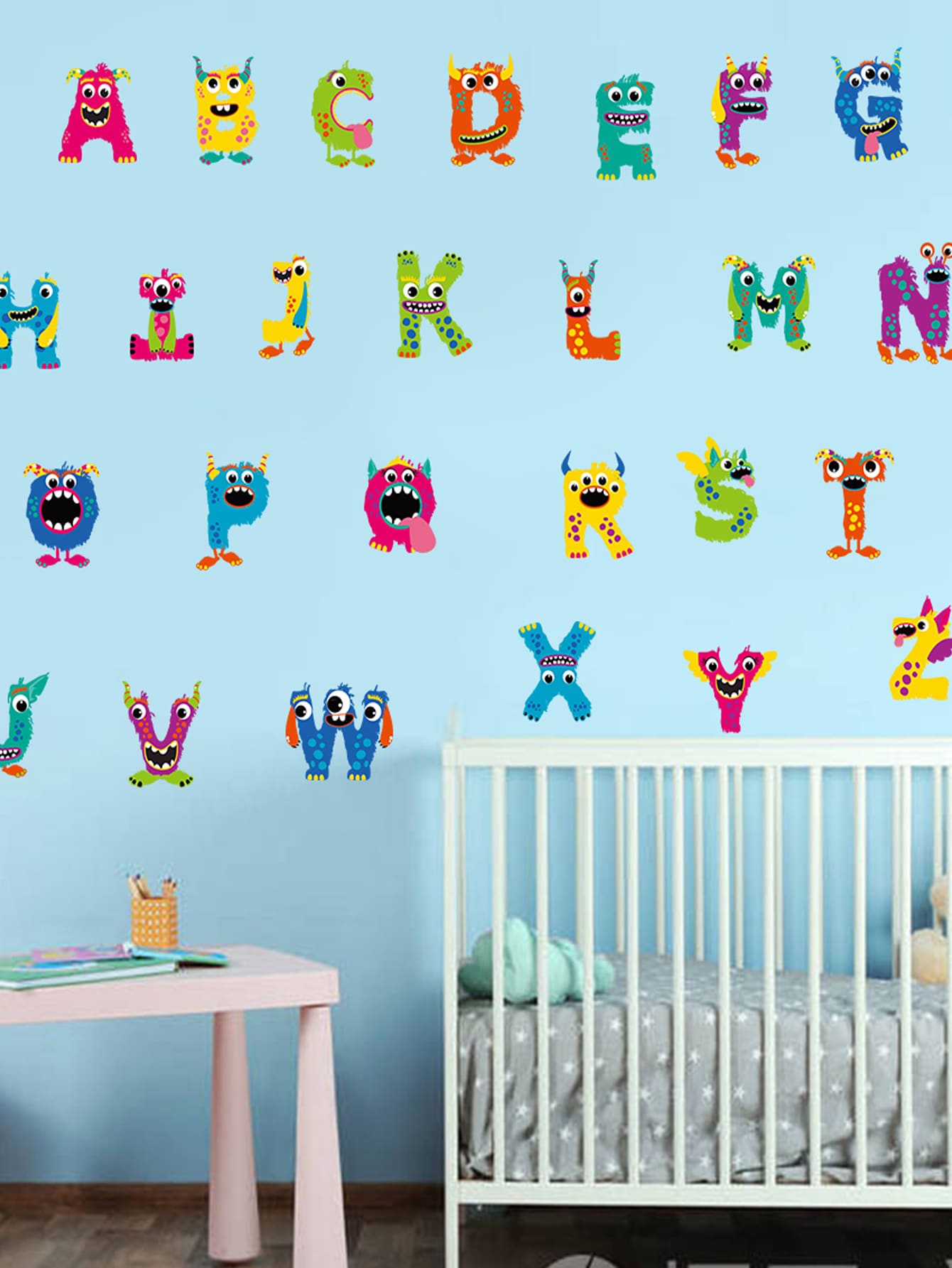 卡通英文字母圖案兒童墻面貼紙 - 彩色 - 查看 1