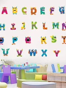 卡通英文字母圖案兒童墻面貼紙 - 彩色 - 查看 3
