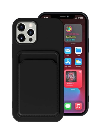 1pc Effen Kleur Siliconen Kaarthouder Mobiele Telefoon Case Compatibel Met Apple IPhone 11 12 13 14 15 Pro Max