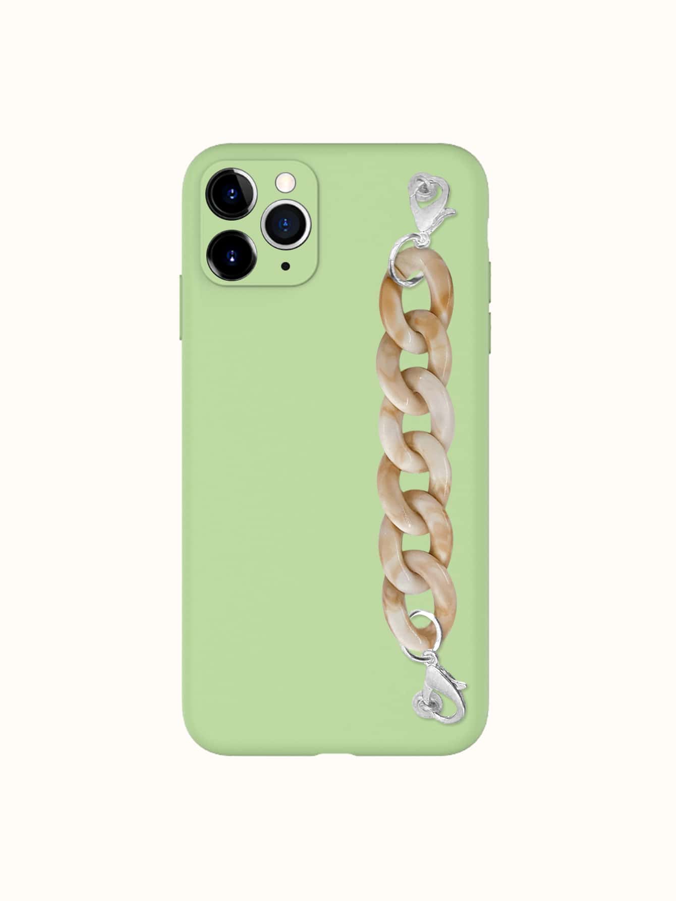 Marble Pattern Chain Hand Strap Phone Case - Green - View 1