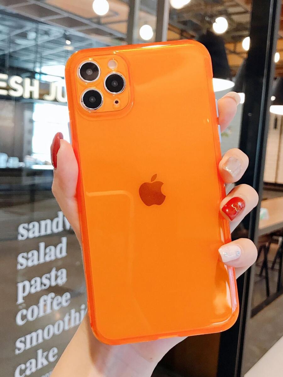 1入組TPR聚氨酯熒光燈和金屬亮絲手機殼適用於iphone - 橘色 - 查看 1