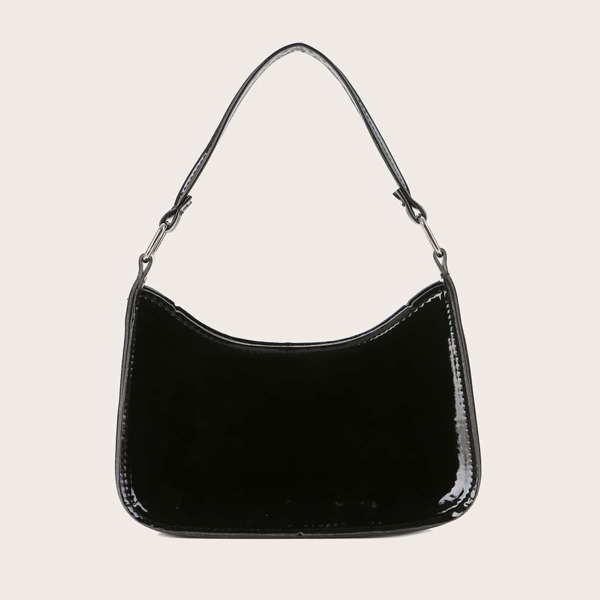 

Minimalist Zipper Up Shoulder Bag, Black