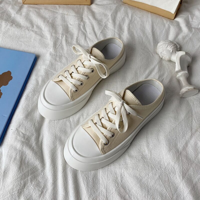 

Lace Up Front Canvas Shoes, Beige