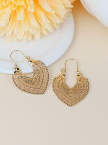 TopHanqi 鏤空女式圈形耳環1對金色桃形鏤空U形耳鉤耳環 - 金黃色 - 查看 3