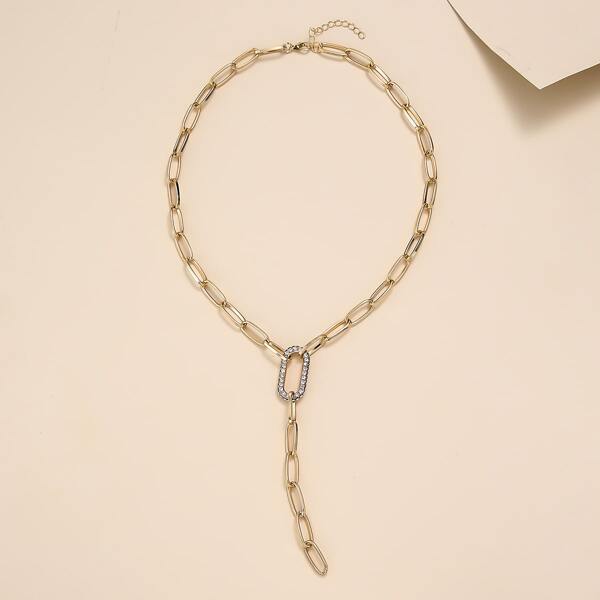 

Rhinestone Geo Decor Necklace, Gold
