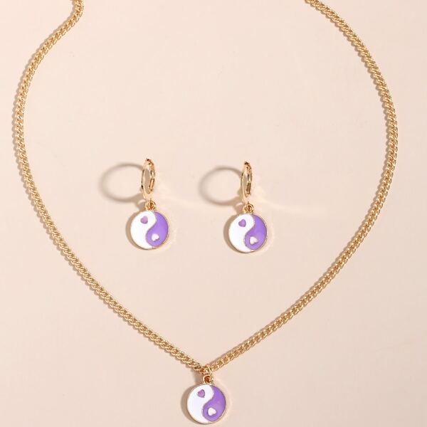 

3pcs Yin & Yang Decor Jewelry Set, Multicolor