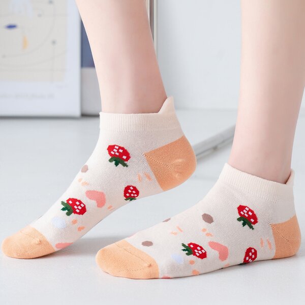 

Heart Print Ankle Socks, Multicolor