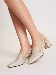 Bombas De Slingback De Punta Cuadrada - Albaricoque - Ver 1