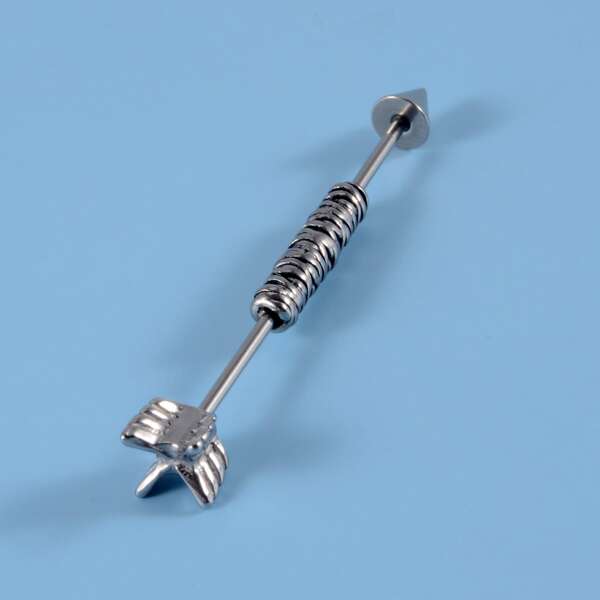 

1pc Men Arrow Design Earring, Silver