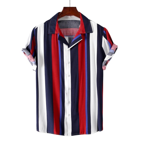 

Men Striped Button Up Shirt, Multicolor