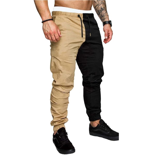 

Men Two Tone Drawstring Waist Pants, Multicolor