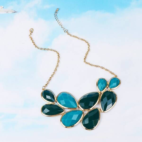 

Water-drop Gemstone Decor Necklace, Multicolor