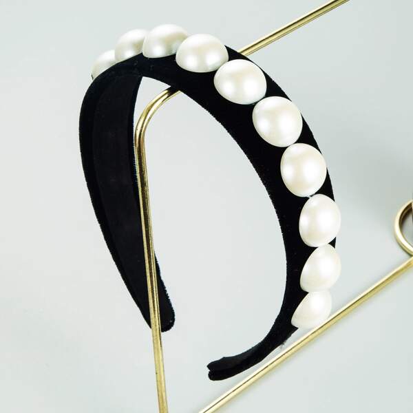 

Faux Pearl Decor Headband, Black