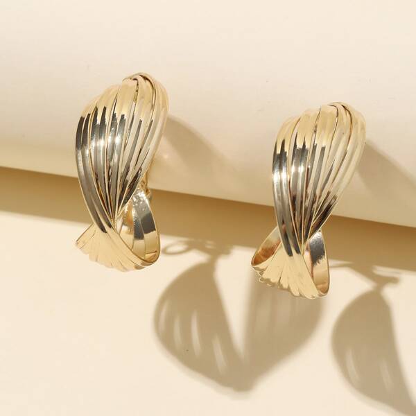

Textured Metal Hoop Earrings, Gold