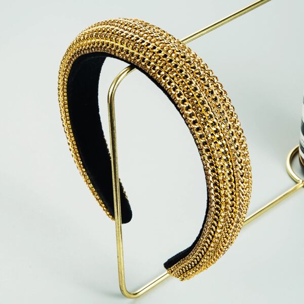 

Rhinestone & Chain Decor Headband, Gold