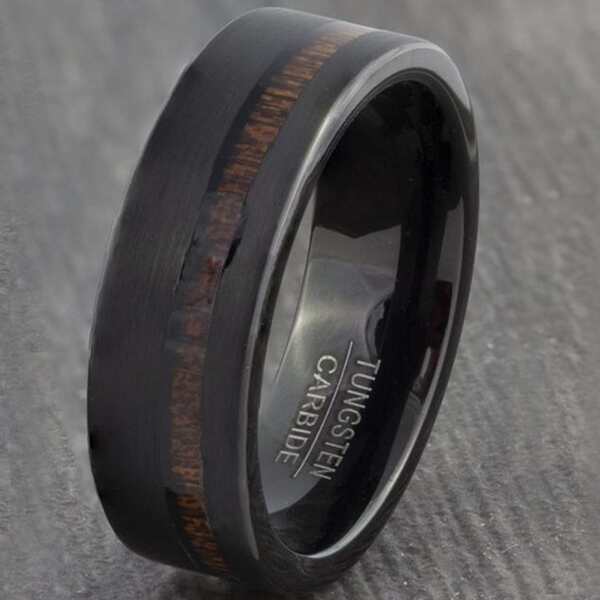 

Men Wood Grain Ring, Black