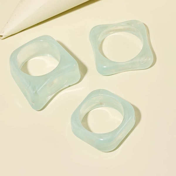 

3pcs Simple Solid Ring, Green