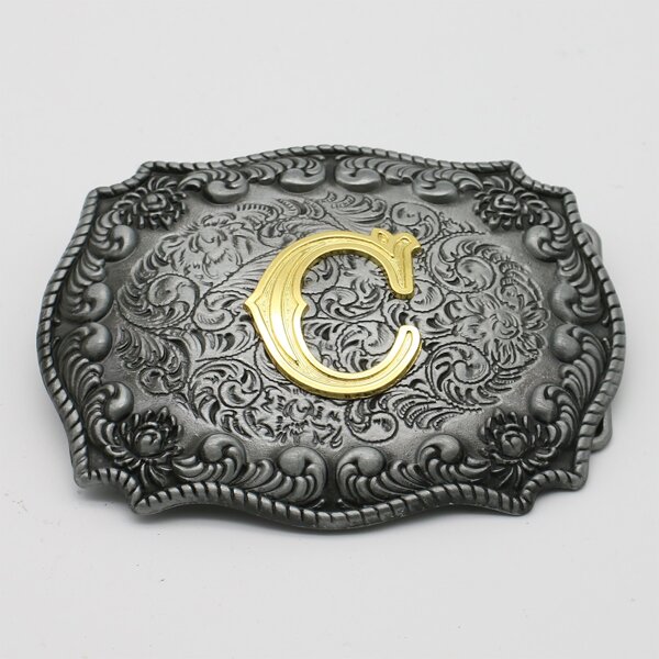 

Men Letter Decor Belt Buckle, Gun black