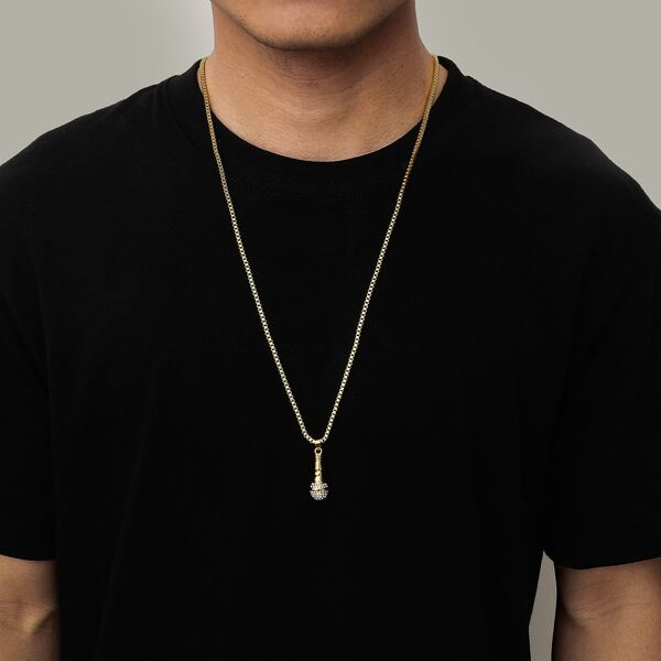 

Men Microphone Charm Necklace, Gold